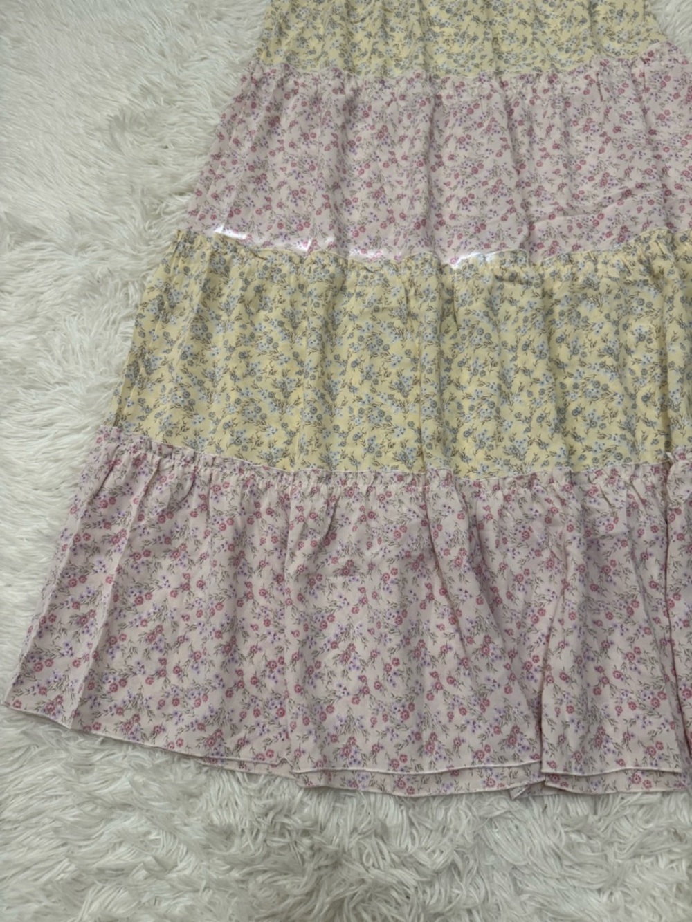 Floral Tiered Maxi Skirt - Pink & Cream - Picture 3 of 5
